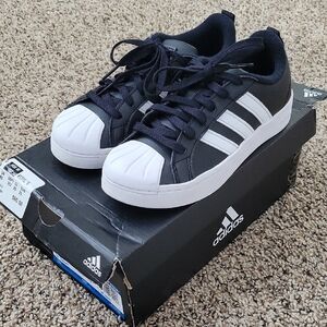 Adidas Kids Black and White Leather Sneakers